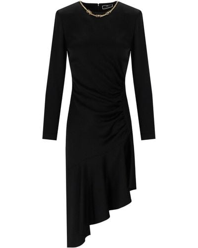 Elisabetta Franchi Asymmetric Dress With Necklace - Black