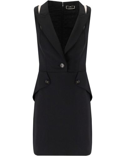 Elisabetta Franchi Mini Dress With Flaps - Black