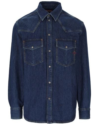 DIESEL D-ocean es denim western hemd - Blau