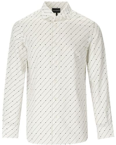 Emporio Armani Camicia monogram bianca - Bianco