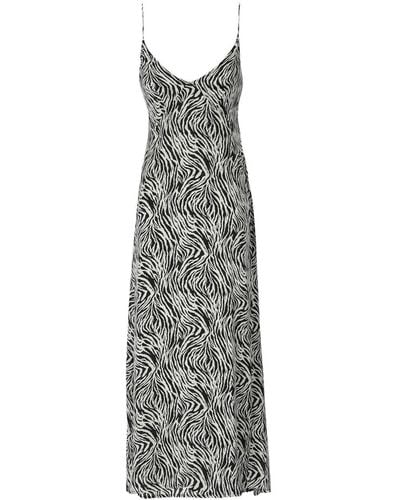WEILI ZHENG Zebra Print Chiffon Dress - Gray
