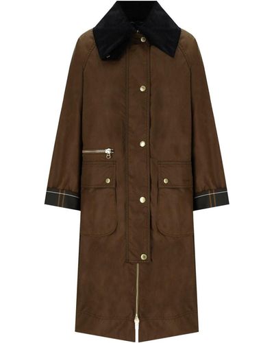 Barbour Giacca lunga townfield wax - Marrone