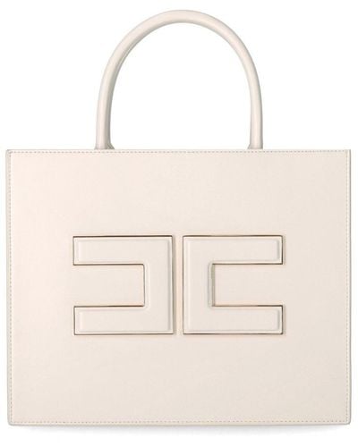 Elisabetta Franchi Butter Handbag With Logo - Natural