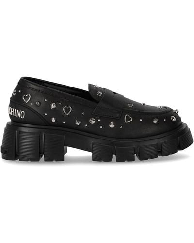 Love Moschino Black Loafer With Studs