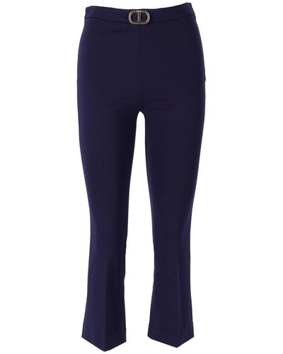 Twin Set Cropped Flare Trousers - Blue