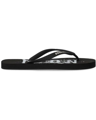 DSquared² Icon Splash Flip Flops - Black