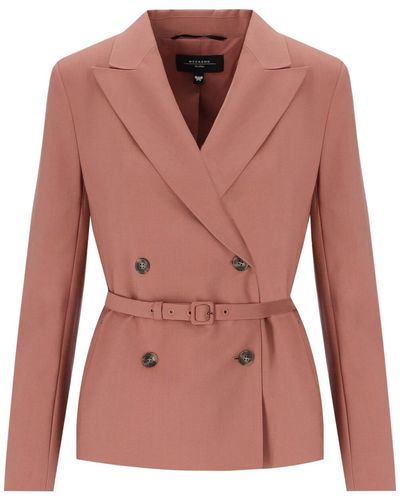 Weekend by Maxmara Oltre Terracotta Double-breasted Blazer - Pink