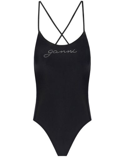 Ganni Swimsuit With Logo - Black