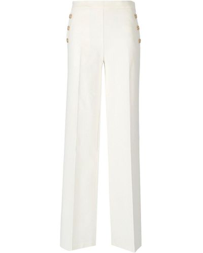 Twin Set Wide Leg Trousers With Buttons - White