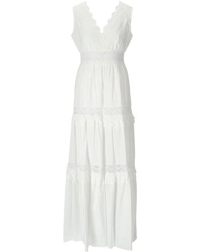 Twin Set Long Dress With Lace - White