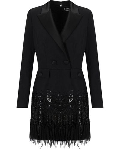 Elisabetta Franchi Robe manteau avec paillettes e - Noir