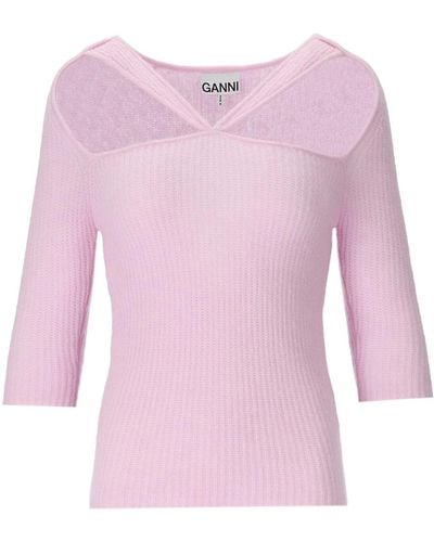 Ganni Cut-out Pink Jumper