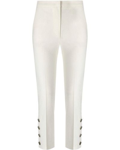 Twin Set Pantalone cropped con bottoni - Bianco