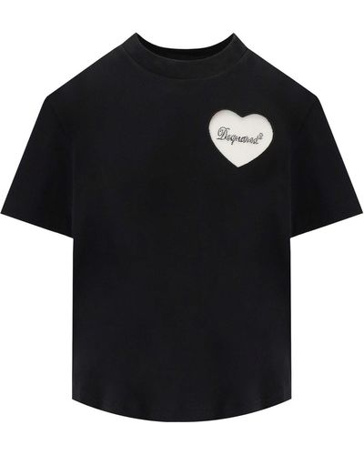 DSquared² T-shirt boxy fit heart nera - Nero