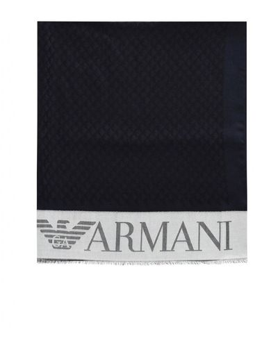 Emporio Armani Scarf With Jacquard Logo - Black