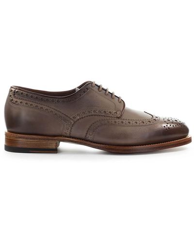 Santoni Derby Taupe Veterschoen - Bruin