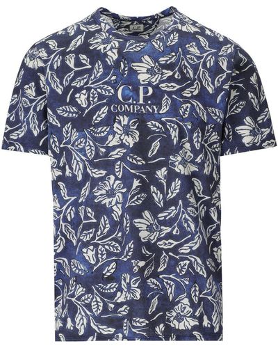 C.P. Company T-shirt Met Bloemen - Blauw