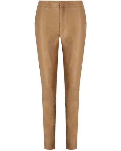 Twin Set Camel Faux Leather Trousers - Natural