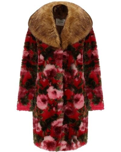 Blugirl Blumarine Roses Faux Fur Coat - Red