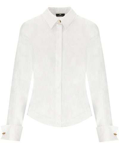 Elisabetta Franchi Camicia bianca con logo - Bianco