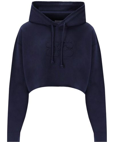Ganni Es cropped hoodie - Blau
