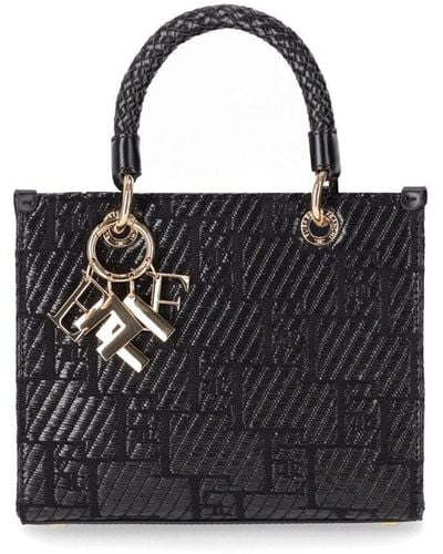 Elisabetta Franchi Jacquard Raffia Small Handbag - Black