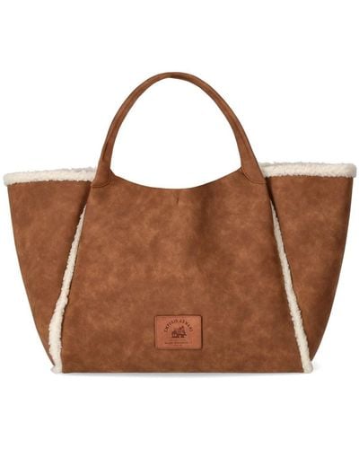 Emporio Armani Chalet Capsule Collection Oversized Shearling-effect Shopper Bag - Brown