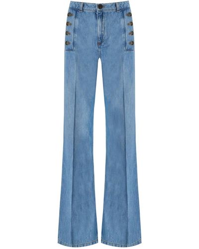 Twin Set E Flared Jeans Met Knopen - Blauw