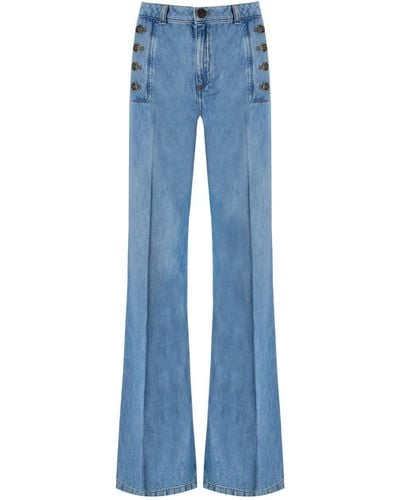 Twin Set Jeans a zampa con bottoni - Blu