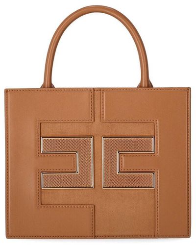 Elisabetta Franchi Small Handbag With Net Logo - Brown