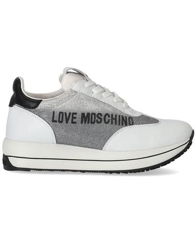 Love Moschino Weiss sneaker mit strasssteinen - Weiß