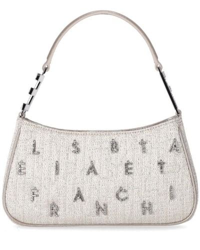 Elisabetta Franchi Shoulder Bag With Rhinestones - White
