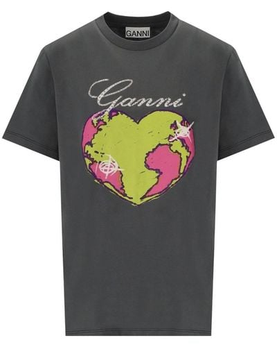 Ganni Relaxed Heart T-shirt - Grijs