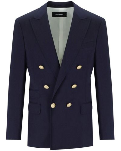 DSquared² Palm Beach Double Breasted Jacket - Blue