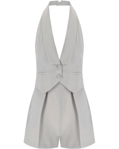 Elisabetta Franchi Pearl Short Jumpsuit - Grey