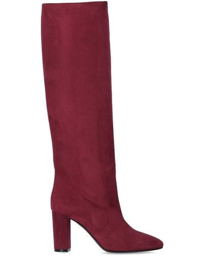 Via Roma 15 Suede High Heeled Boot - Red