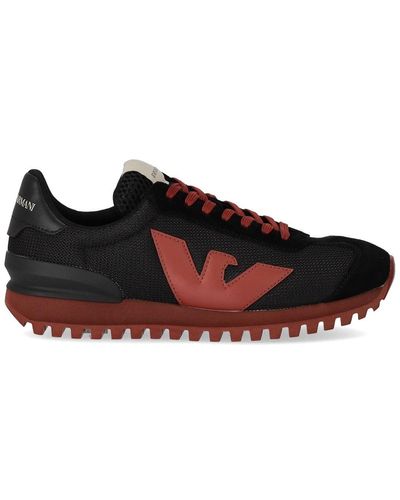 Emporio Armani E Bakstenen Rode Sneaker - Zwart