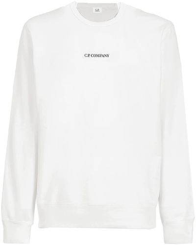 C.P. Company Light Fleece Creme Sweatshirt Met Logo - Wit