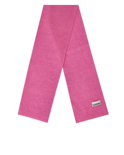 Ganni Pink Wool Scarf