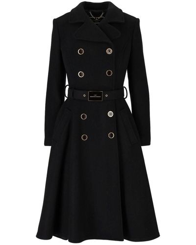 Elisabetta Franchi Black Double-breasted Coat With Buttons