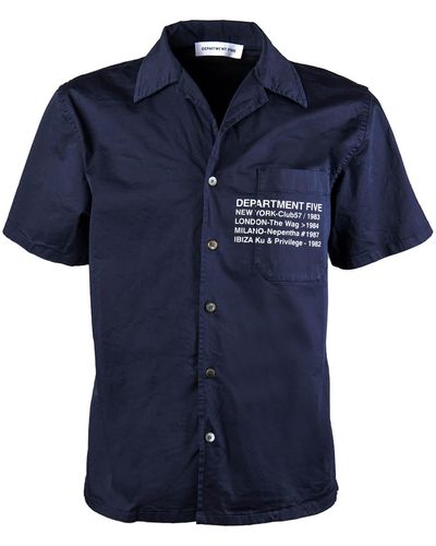 Department 5 Digital Navy Short Sleeved Shirt - Blue