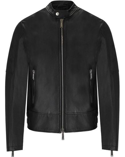 DSquared² Giacca biker in pelle nera - Nero