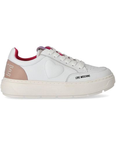 Love Moschino Sneaker bianca e rosa - Bianco