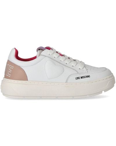 Love Moschino Weiss und rosa sneaker - Weiß