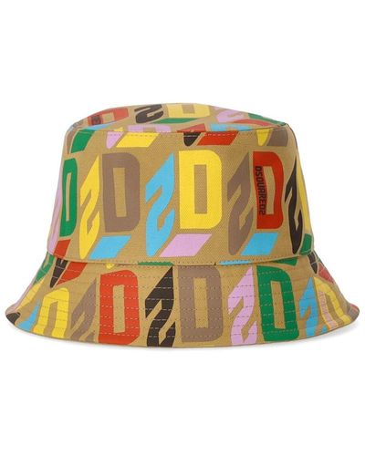 DSquared² Cappello bucket con stampa - Marrone