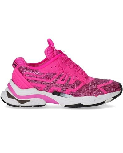 Ash Fuchsia Mesh Rhinestone Sneaker - Pink