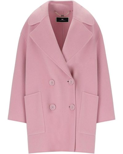 Elisabetta Franchi Rose zweireihiger mantel - Pink