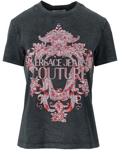 Versace Jeans Couture Baroque Roze T-shirt - Zwart
