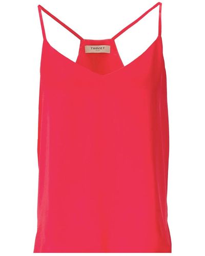 Twin Set Top en raso coral - Rojo