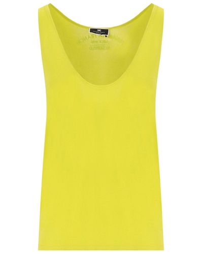 Elisabetta Franchi Cedar top mit gesticktem logo - Gelb